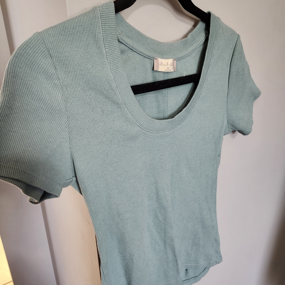 Altar'd State Short Sleeve Ribbed Tee - Light Green